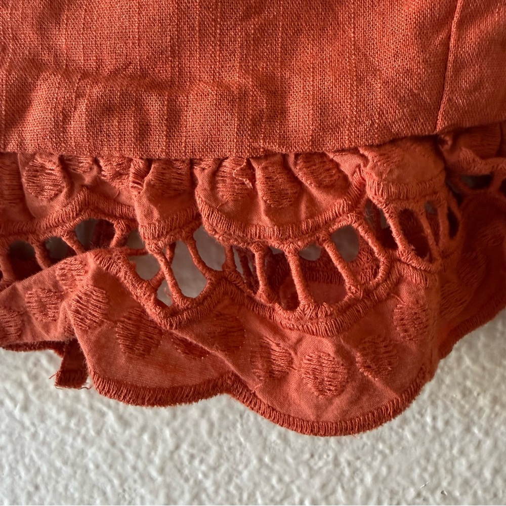 Lush Rust Rust Orange Lace-Hem Style Cropped Cami - Size Small - Picture 4 of 5